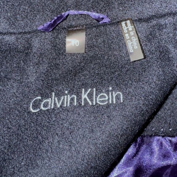 Calvin Klein Women’s Black Wool-Blend Coat (55% Wool)Mid-Length Purple Lining 10 - Picture 4 of 14